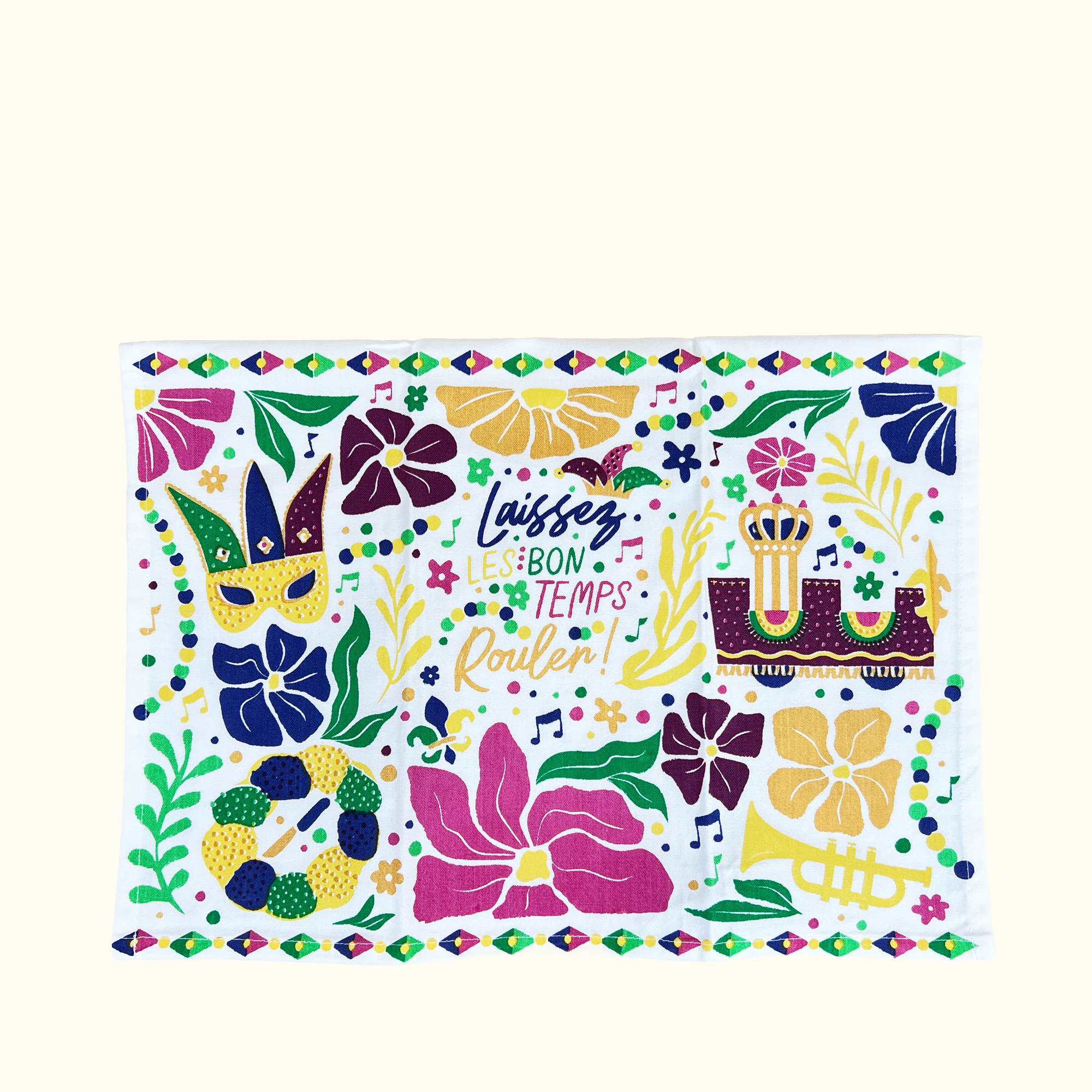 Mardi Gras Flowers Kitchen Towel