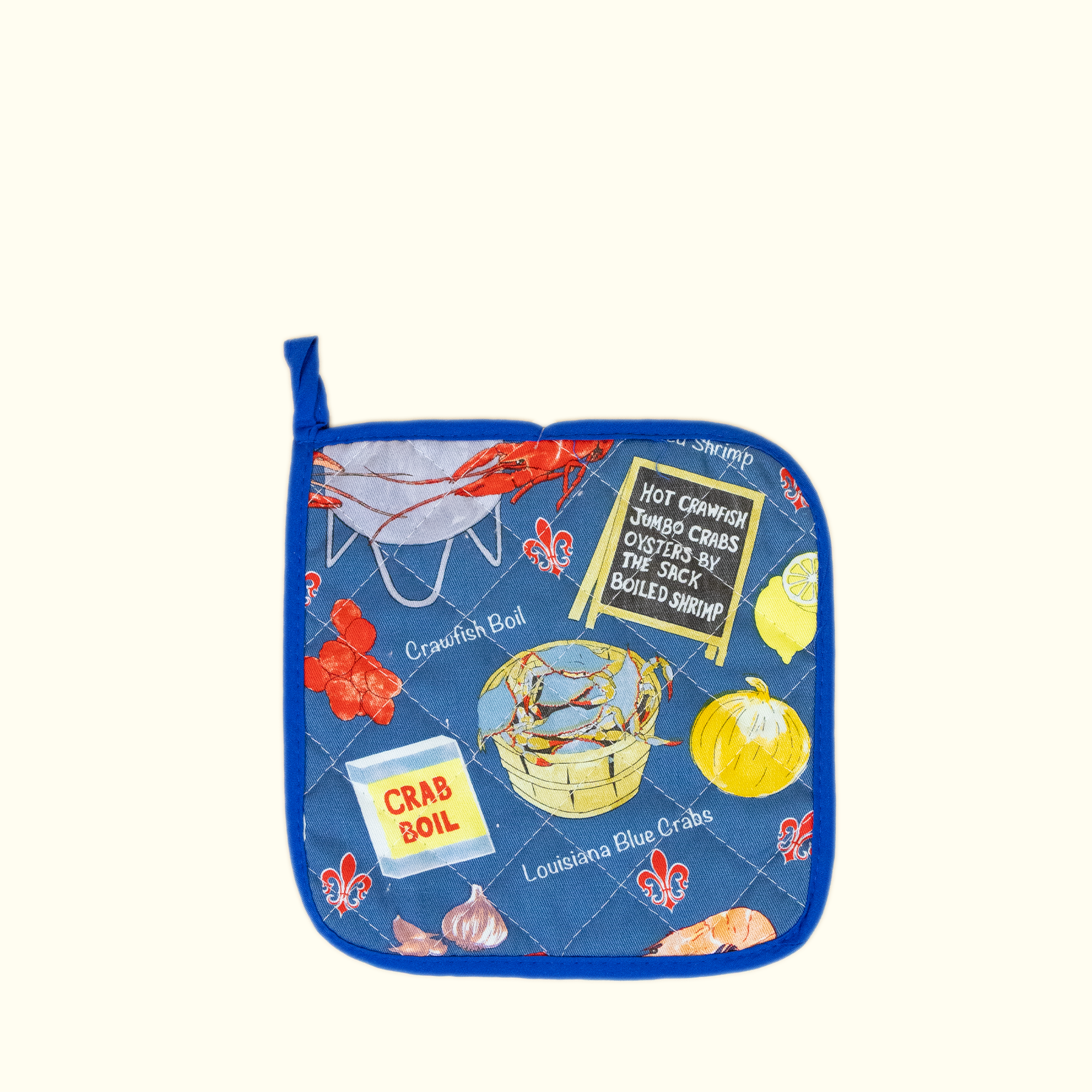 Blue Crawfish Boil Fabric Pot Holder - Aunt Sally’s Pralines
