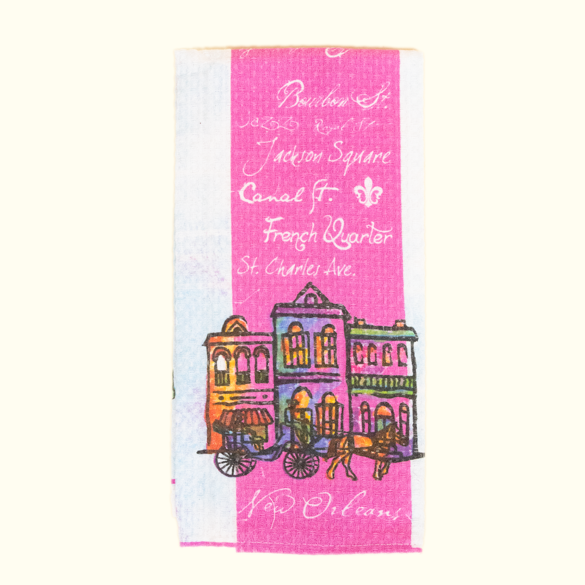 French Quarter Streets and Cottages Kitchen Towel - Aunt Sally’s Pralines
