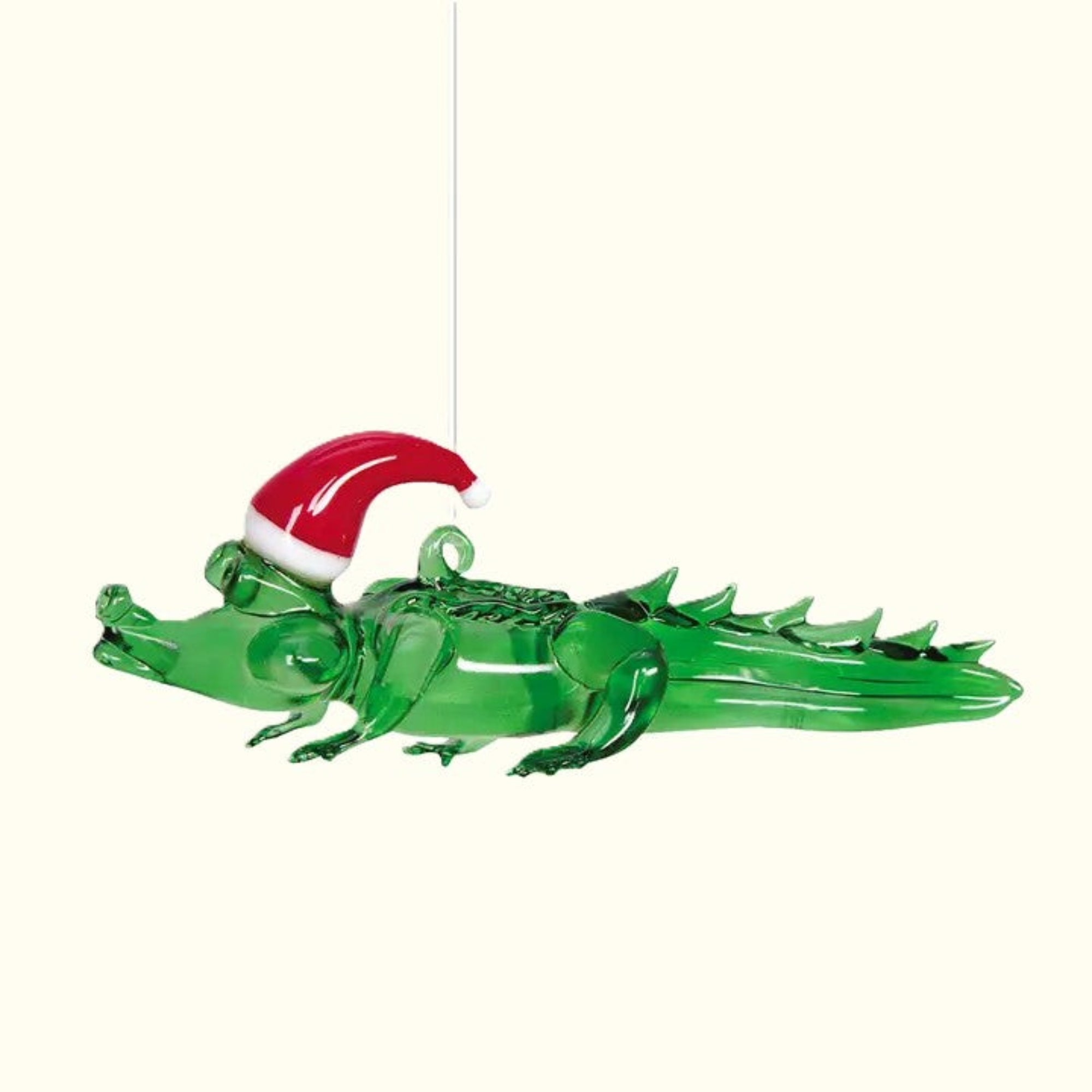 Glass Cajun Santa Gator Ornament - Aunt Sally’s Pralines