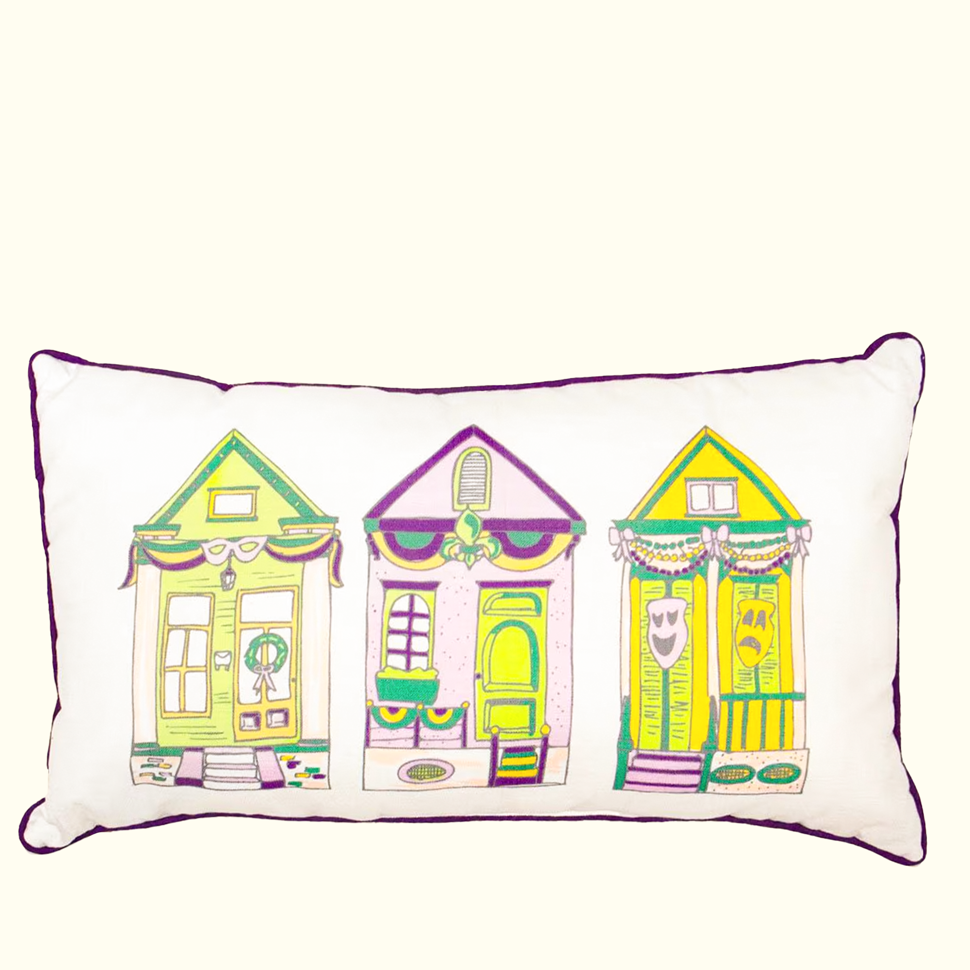 Mardi Gras Houses Throw Pillow - Aunt Sally’s Pralines