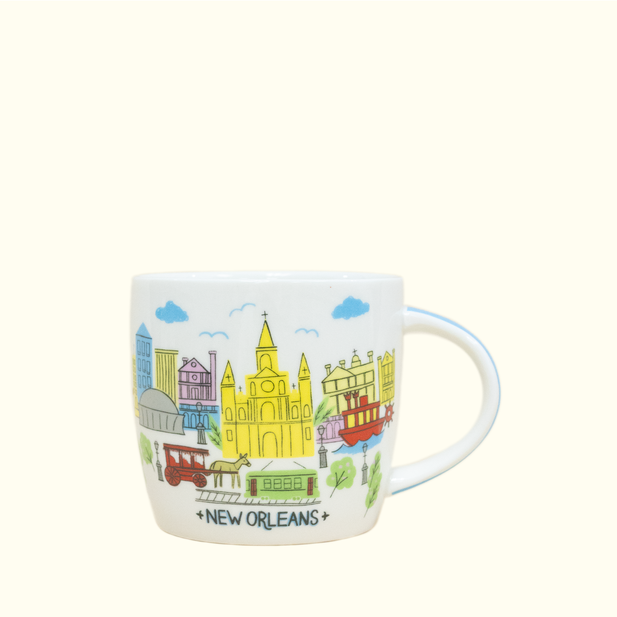 New Orleans French Quarter Colorful Cityscape Mug Aunt Sally’s Pralines