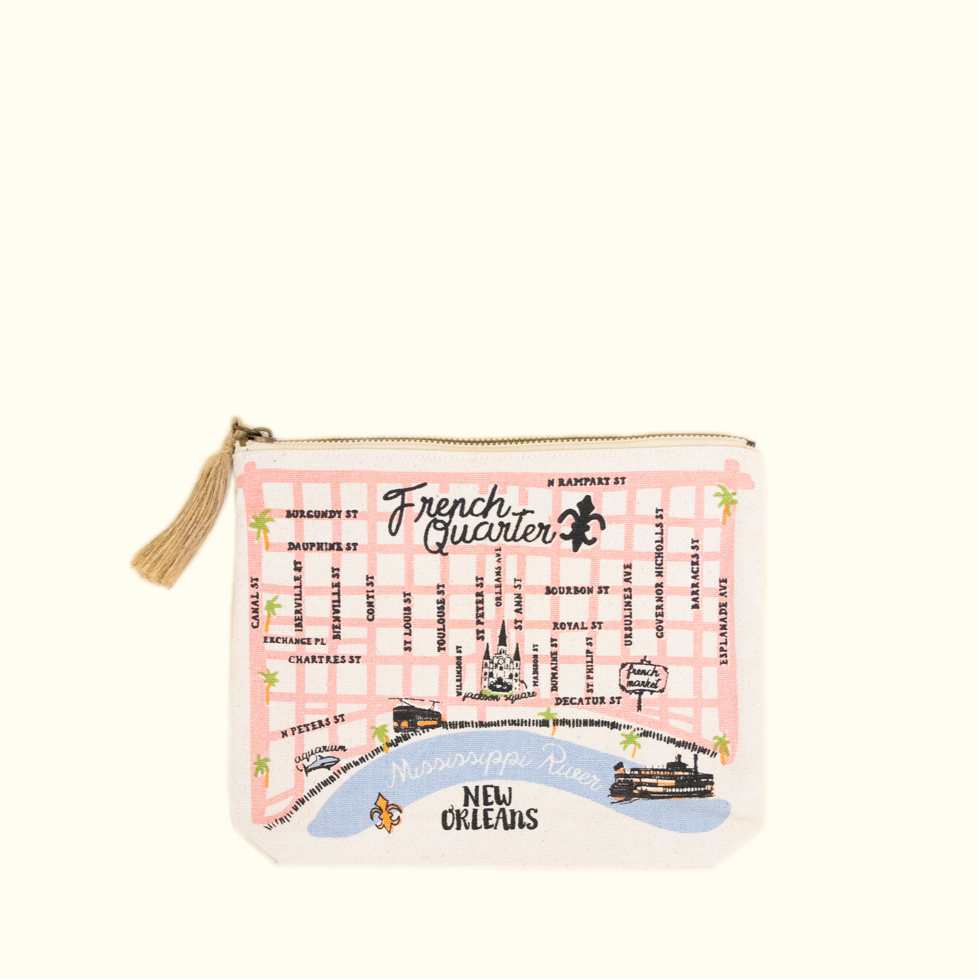 New Orleans French Quarter Map Pouch - Aunt Sally’s Pralines