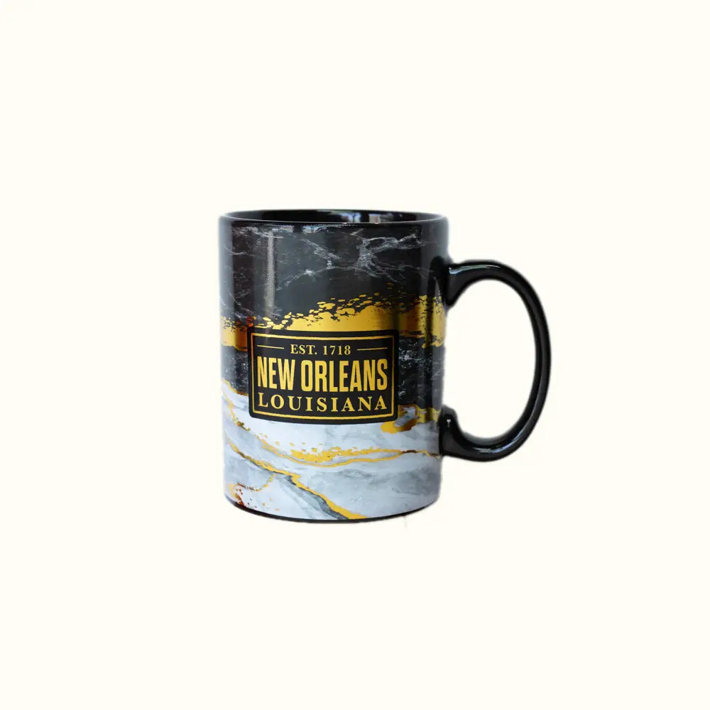 Black and Gold New Orleans Mug - Aunt Sally’s Pralines