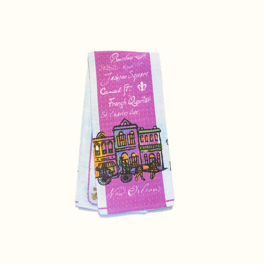 French Quarter Streets and Cottages Kitchen Towel - Aunt Sally’s Pralines