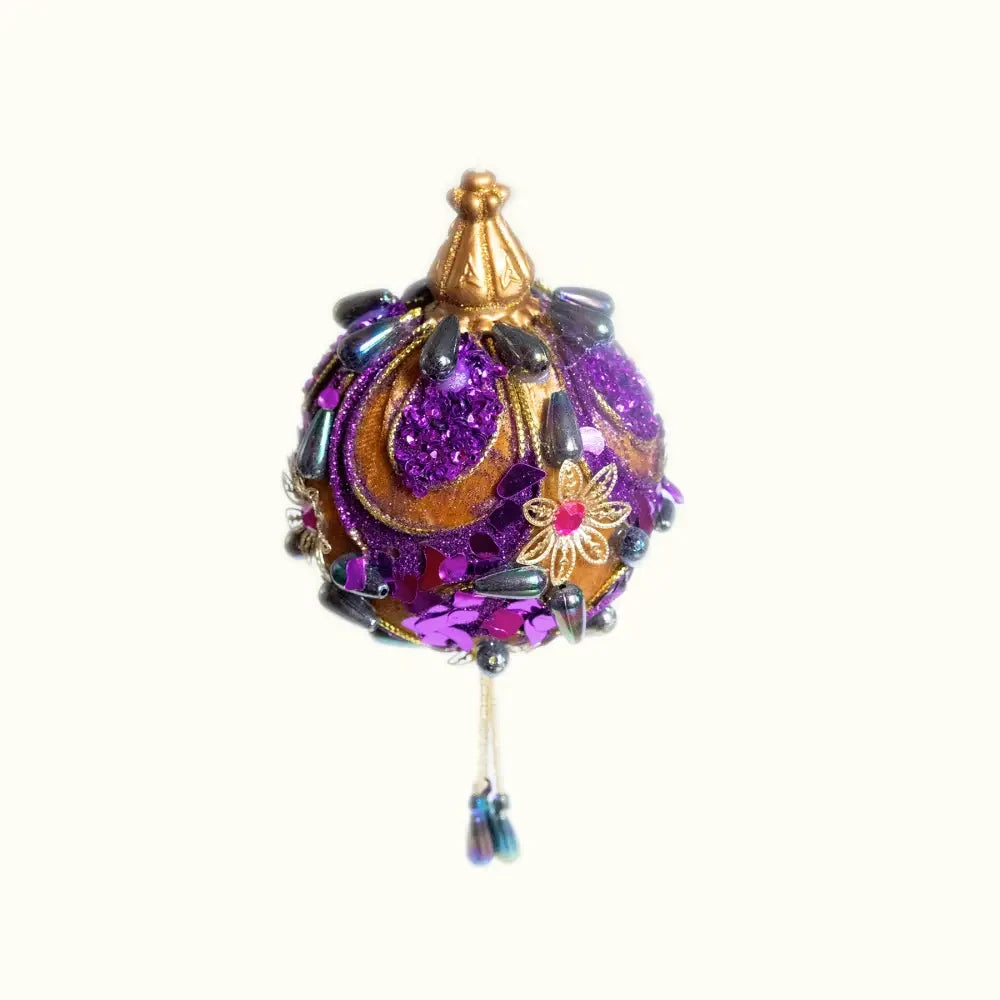 Oversized Embellished Mardi Gras Ornaments - Purple and Gold Aunt Sally’s