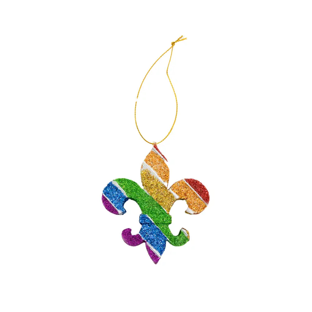 Rainbow Glitter Fleur de Lis Ornament - Aunt Sally’s Pralines