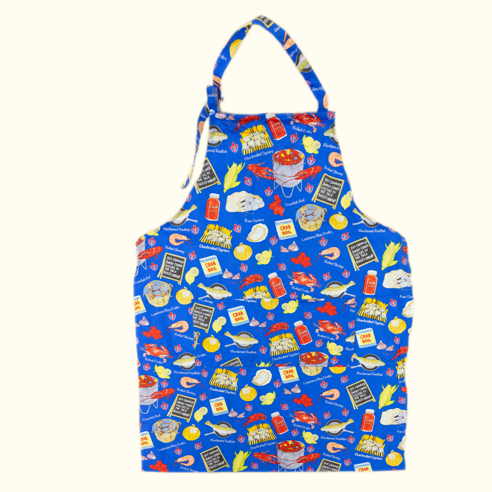 Blue Crawfish Boil Apron - Aunt Sally’s Pralines