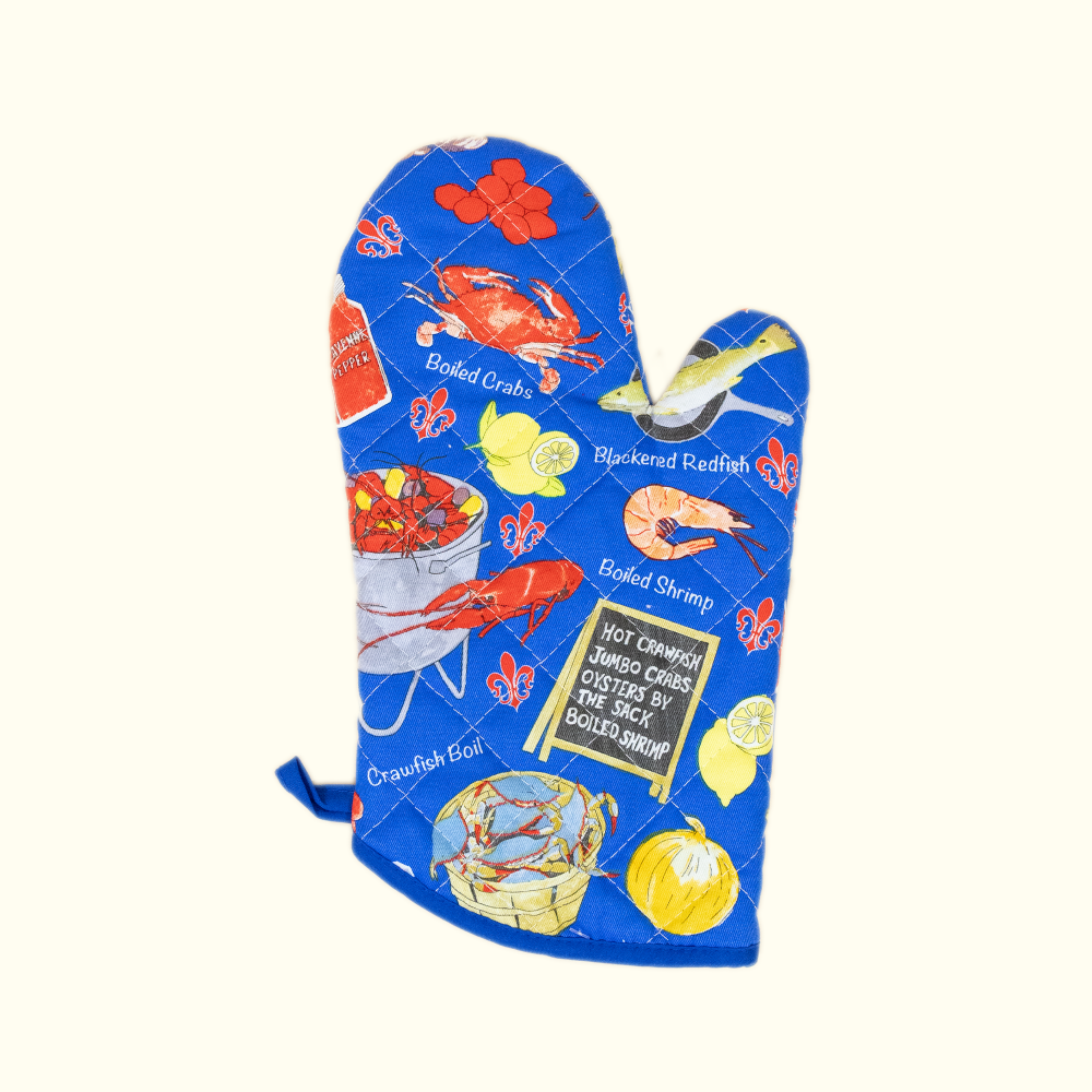 Blue Crawfish Boil Oven Mitt - Aunt Sally’s Pralines