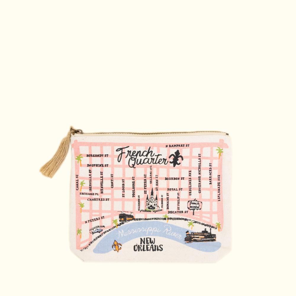 New Orleans French Quarter Map Pouch - Aunt Sally’s Pralines