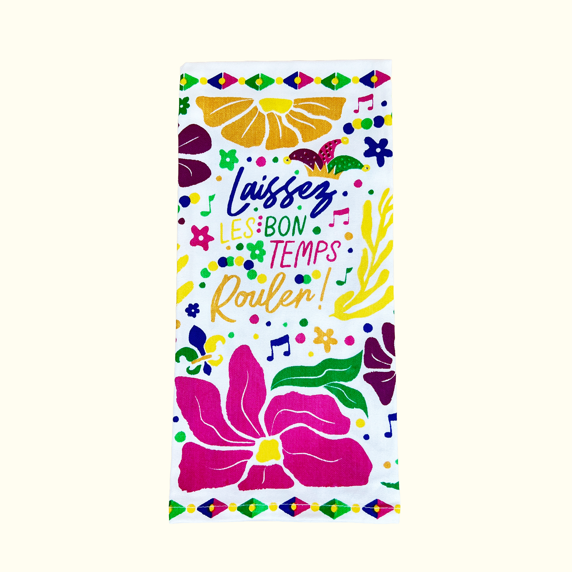Mardi Gras Flowers Kitchen Towel