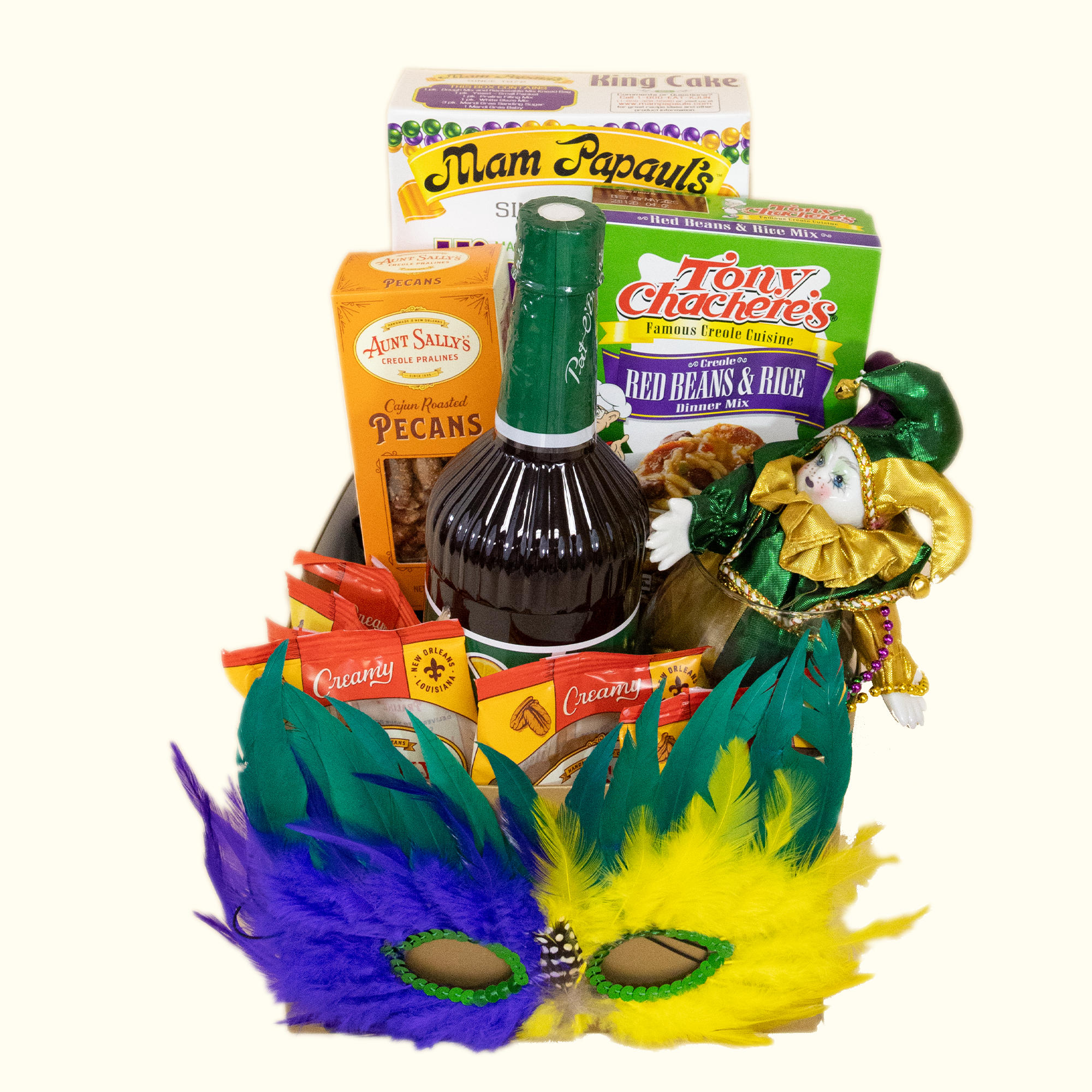 Mardi Gras NOLA in a Box Gift Basket - Aunt Sally’s Pralines