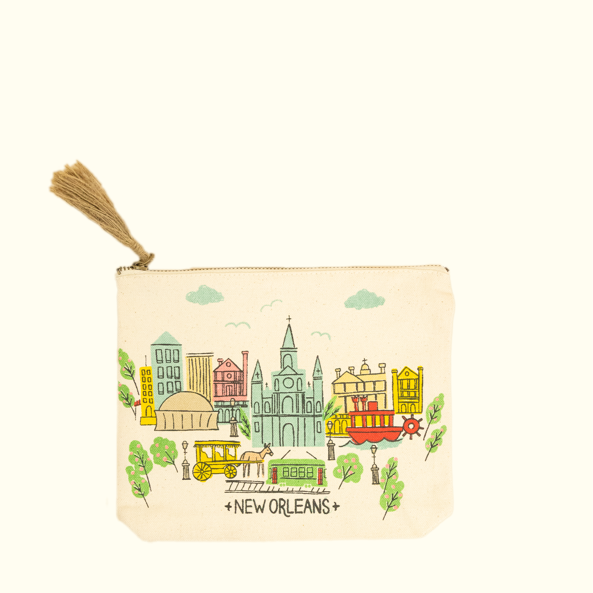 New Orleans French Quarter Colorful Cityscape Pouch - Aunt Sally’s Pralines