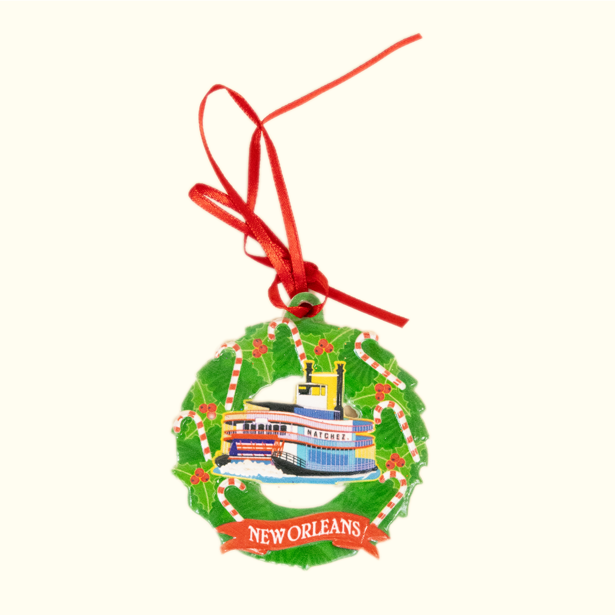 New Orleans Steamboat Wreath Ornament - Aunt Sally’s Pralines