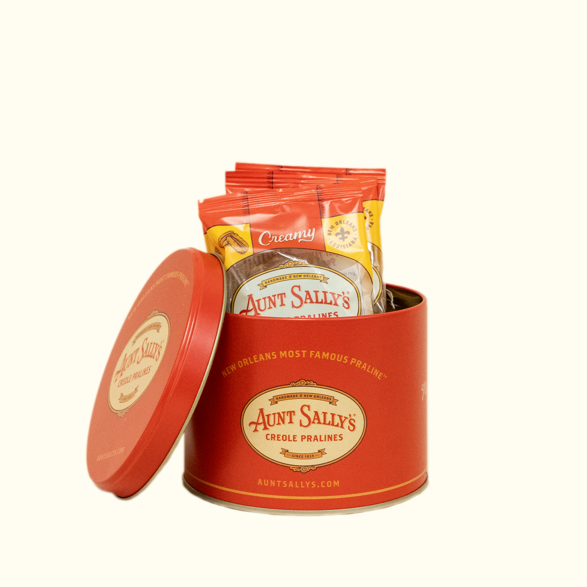 Pecan Pralines Round Tin - Aunt Sally’s Pralines