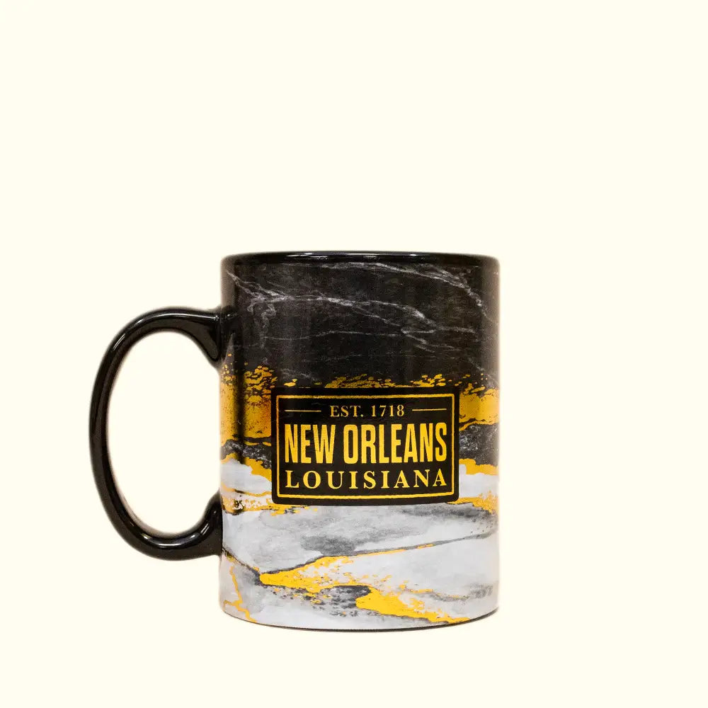 Black and Gold New Orleans Mug - Aunt Sally’s Pralines