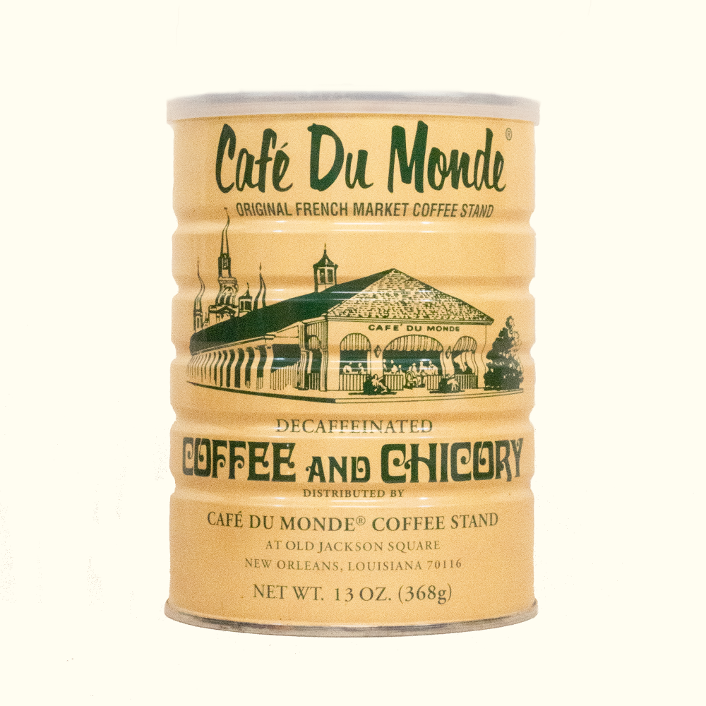 Cafe Du Monde Decaffeinated Coffee and Chicory Coffee Tin - Aunt Sally’s