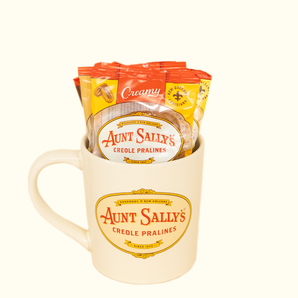 Creamy Praline Mug Sampler - Aunt Sally’s Logo Mug - Aunt Sally’s Pralines