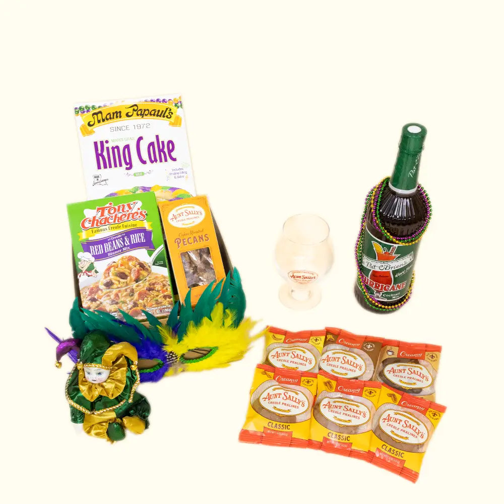 Mardi Gras NOLA in a Box Gift Basket - Aunt Sally’s Pralines