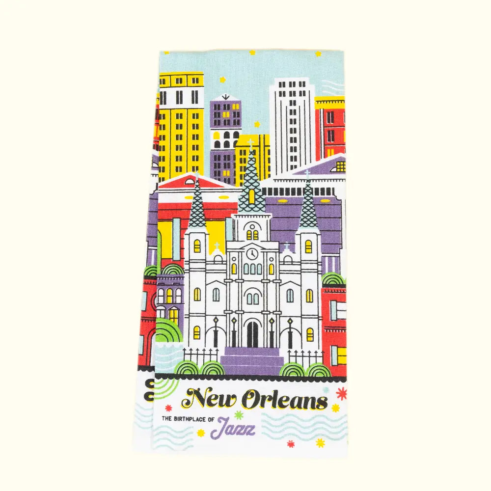 New Orleans City Blocks Kitchen Towel - Aunt Sally’s Pralines