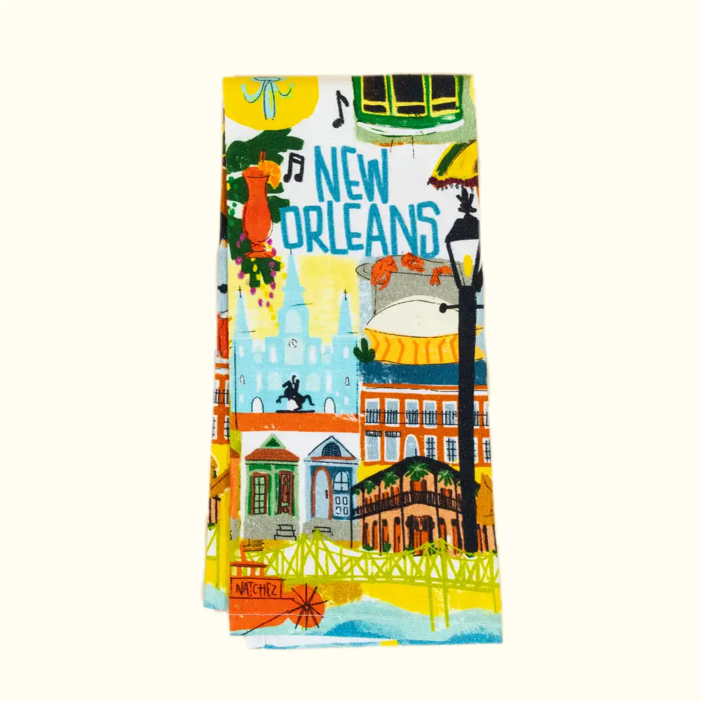 New Orleans Collage Kitchen Towel - Aunt Sally’s Pralines