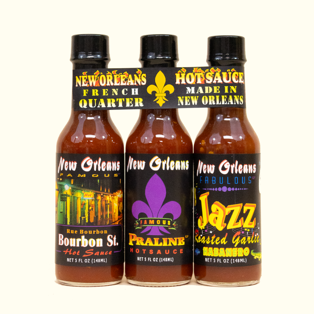 New Orleans Hot Sauce Co Hot Sauce 3 Pack - Aunt Sally’s Pralines