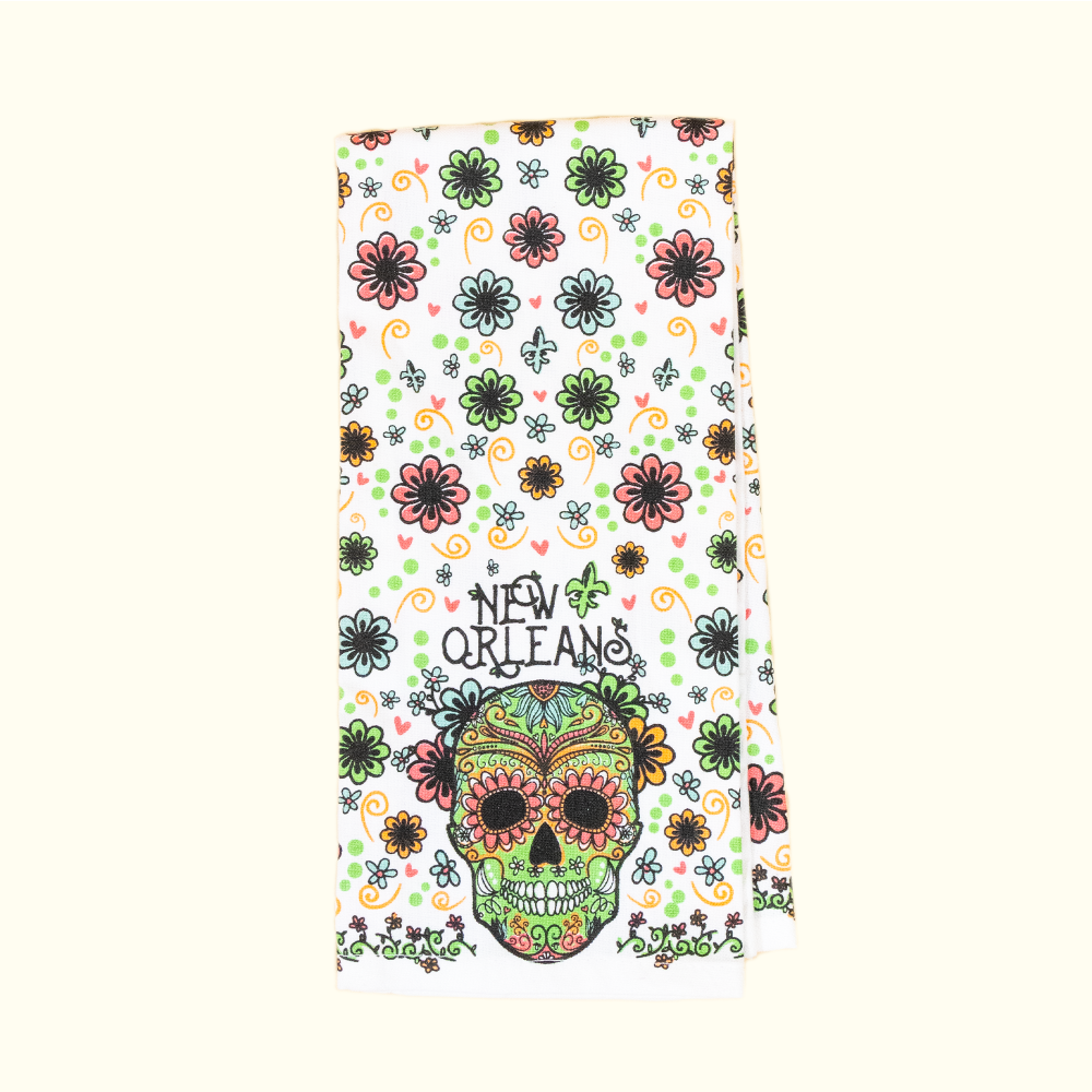 New Orleans Sugar Skull Kitchen Towel - Aunt Sally’s Pralines