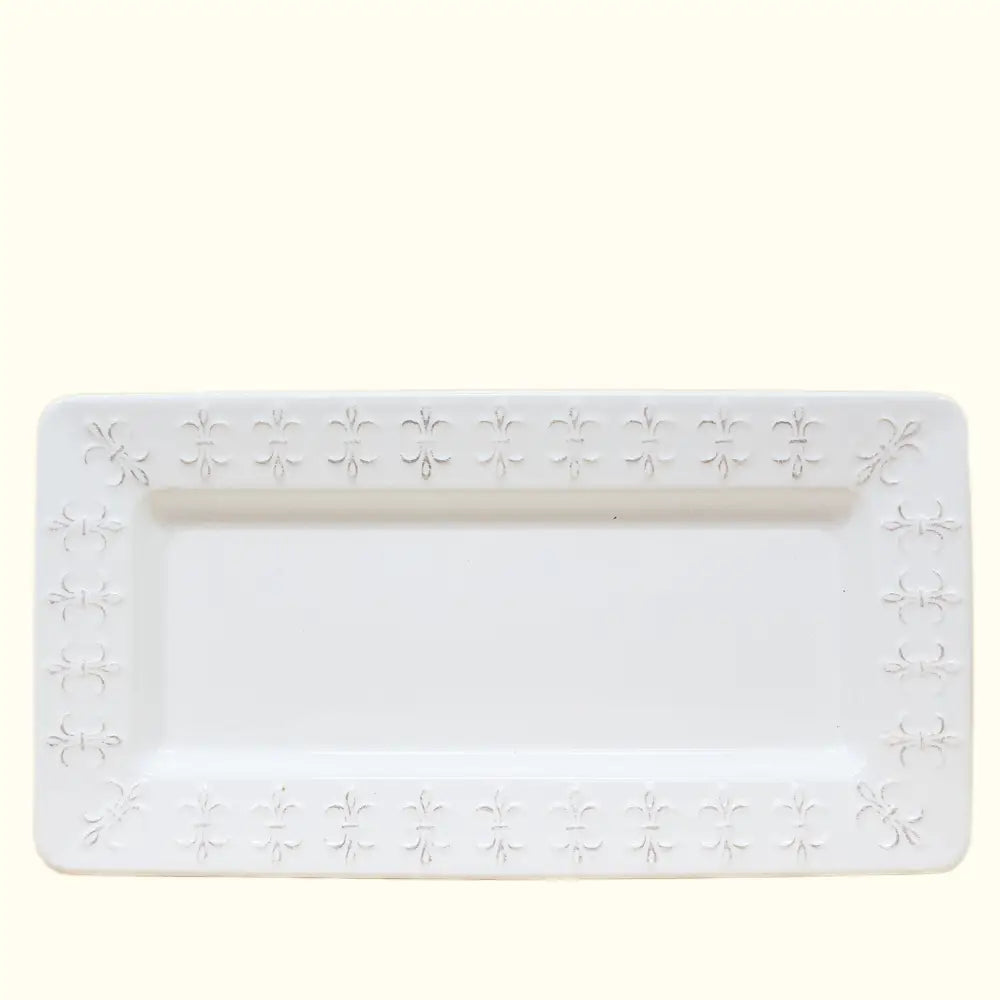 White Fleur de Lis Trim Platter - Aunt Sally’s