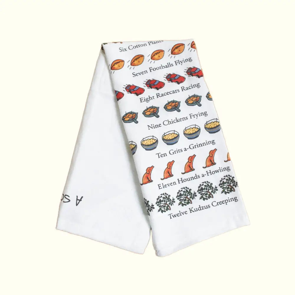 12 Days of Southern Christmas Kitchen Towel - Aunt Sally’s Pralines